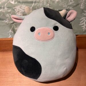 Squishmallows Cow Pillow - Black, White, and Pink